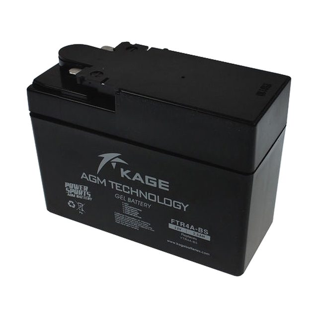 YTR4A-BS-gelbatteri til motorcykel, YTR4A-BS-motorcykelbatteri set forfra med begge poler