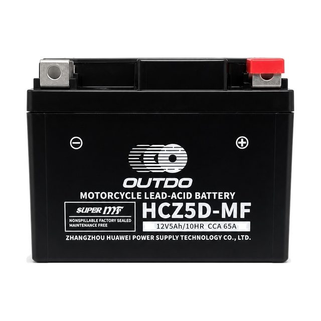 OUTDO HCZ5D-MF, YTZ7S-motorcykelbatteri set forfra med begge poler