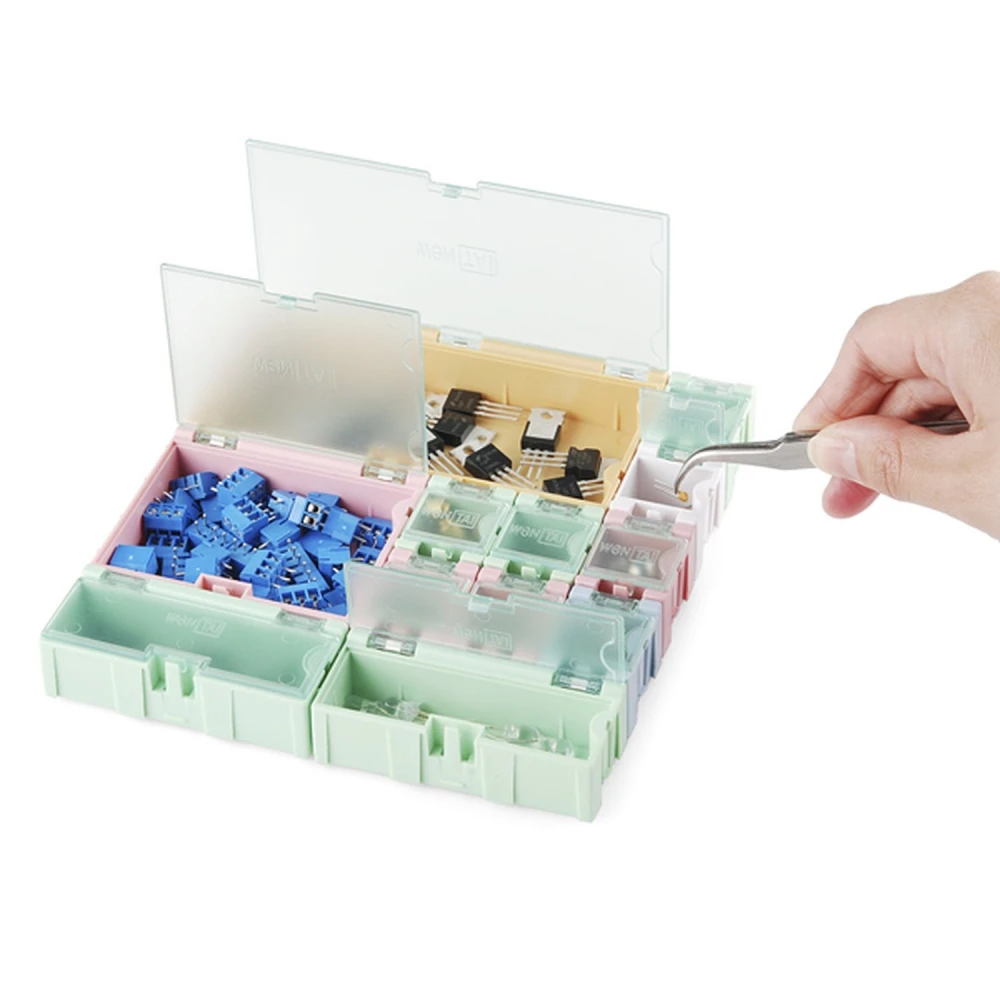 Organizador modular para piezas SMD con cierre de resorte individual