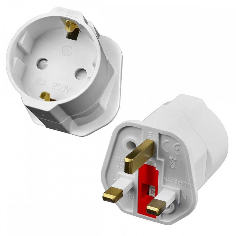 Eurostik til UK-adapter med sikring til sikker rejse
