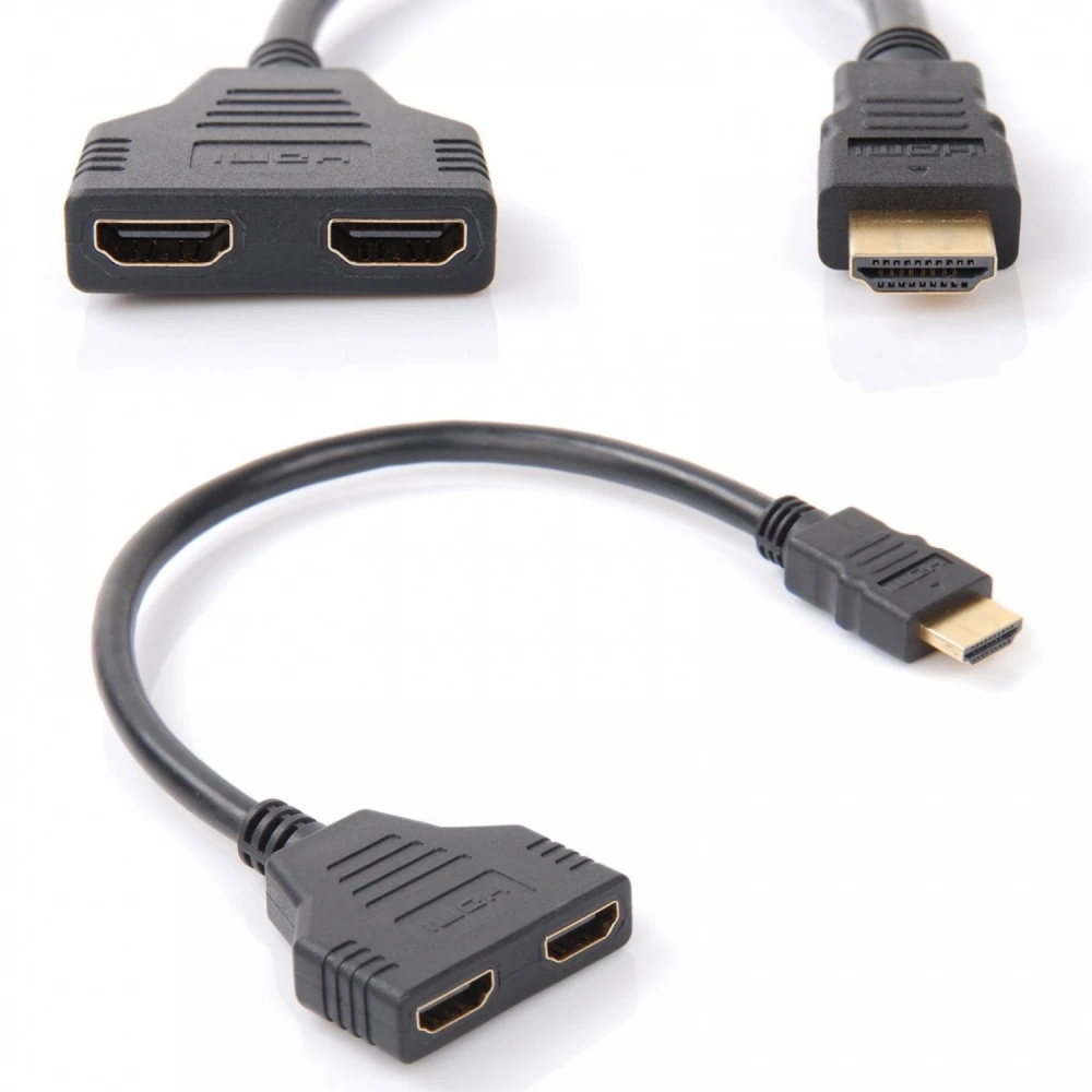HDMI han til 2 HDMI hun-udgange splitter satkit