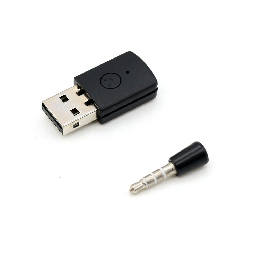Vista lateral del adaptador USB Bluetooth para PS4 color negro