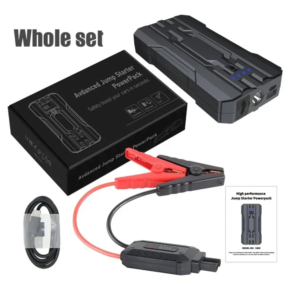 Bilbatteri starthjælp 8000mAh Jumpstarter S301 med LED SOS-lommelygte