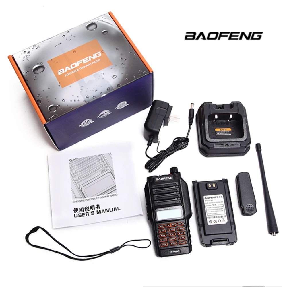 Baofeng UV9R Plus walkie-talkie med lang rækkevidde og 160 kanaler VHF/UHF