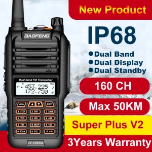 Baofeng UV9R Plus walkie-talkie med lang rækkevidde og 160 kanaler VHF/UHF