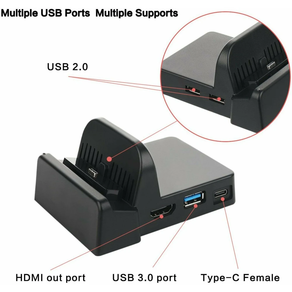 Bærbar dock til Nintendo Switch - kompakt HDMI USB mini dock