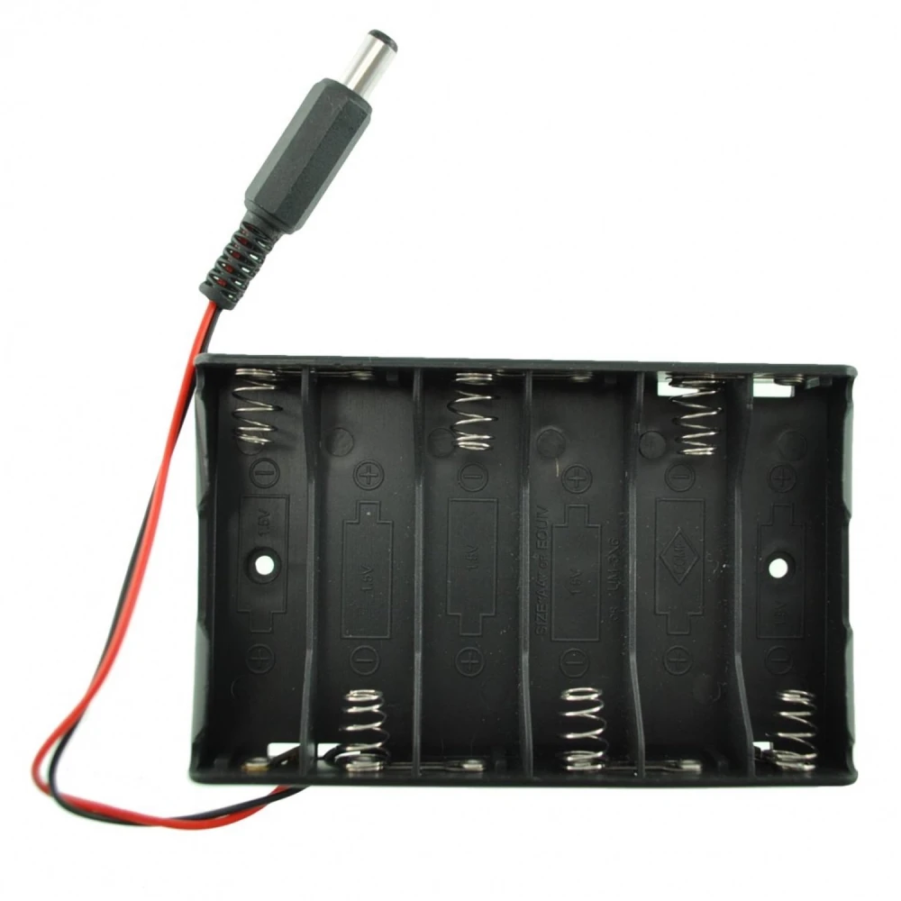 Batteriholder 6xAA - til elektronik- og robotprojekter