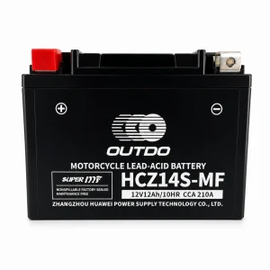 Motorcykelbatteri AGM 12V 12Ah OUTDO HCZ14S-MF - Kompatibel Yuasa YTZ14S(-BS) / GTZ14S / ETZ14S
