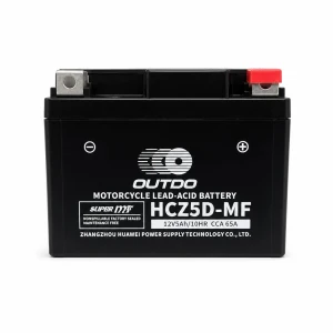 Motorcykelbatteri AGM 12V 5Ah OUTDO HCZ5D-MF - Kompatibel med Yuasa YTZ7S-BS / GTZ7S / ETZ5L-BS