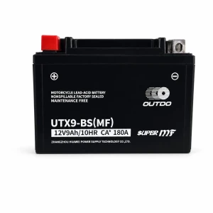 Motorcykelbatteri AGM 12V 9Ah OUTDO UTX9-BS(MF) - Kompatibel Yuasa YTX9-BS / GTX9-BS / ETX9-BS