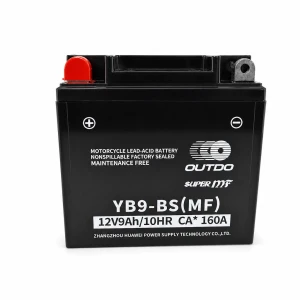 satkit Motorcykelbatteri AGM 12V 9Ah OUTDO YB9-BS(MF) - Kompatibel Yuasa YB9-B / GS GM9Z-3B-1 / GS YB9-B / 12N9-4B-1 (flooded)