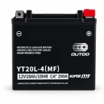 Motorcykelbatteri AGM 12V 18Ah OUTDO YT20L-4(MF) - Kompatibel Yuasa YTX20L-BS / GTX20L-BS / ETX20L-BS / Y50-N18L-A