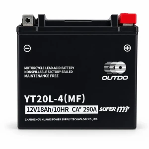 Aoyue Motorcykelbatteri AGM 12V 18Ah OUTDO YT20L-4(MF) - Kompatibel Yuasa YTX20L-BS / GTX20L-BS / ETX20L-BS / Y50-N18L-A