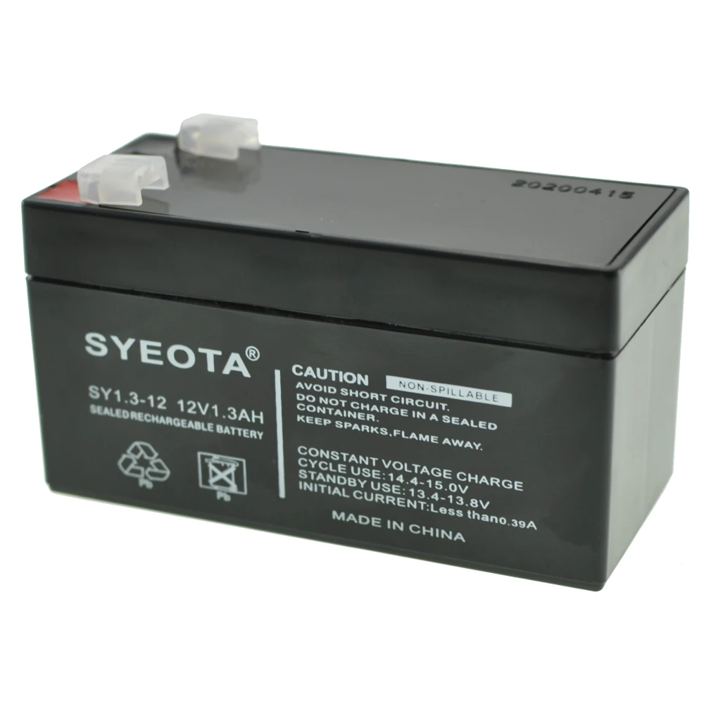 Genopladeligt blybatteri 12V 1.3Ah SY1.3-12 til alarmer, vægte og legetøj