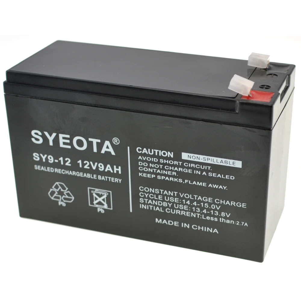 Genopladeligt blybatteri 12V 9Ah SY9-12 til alarmer, vægte og legetøj