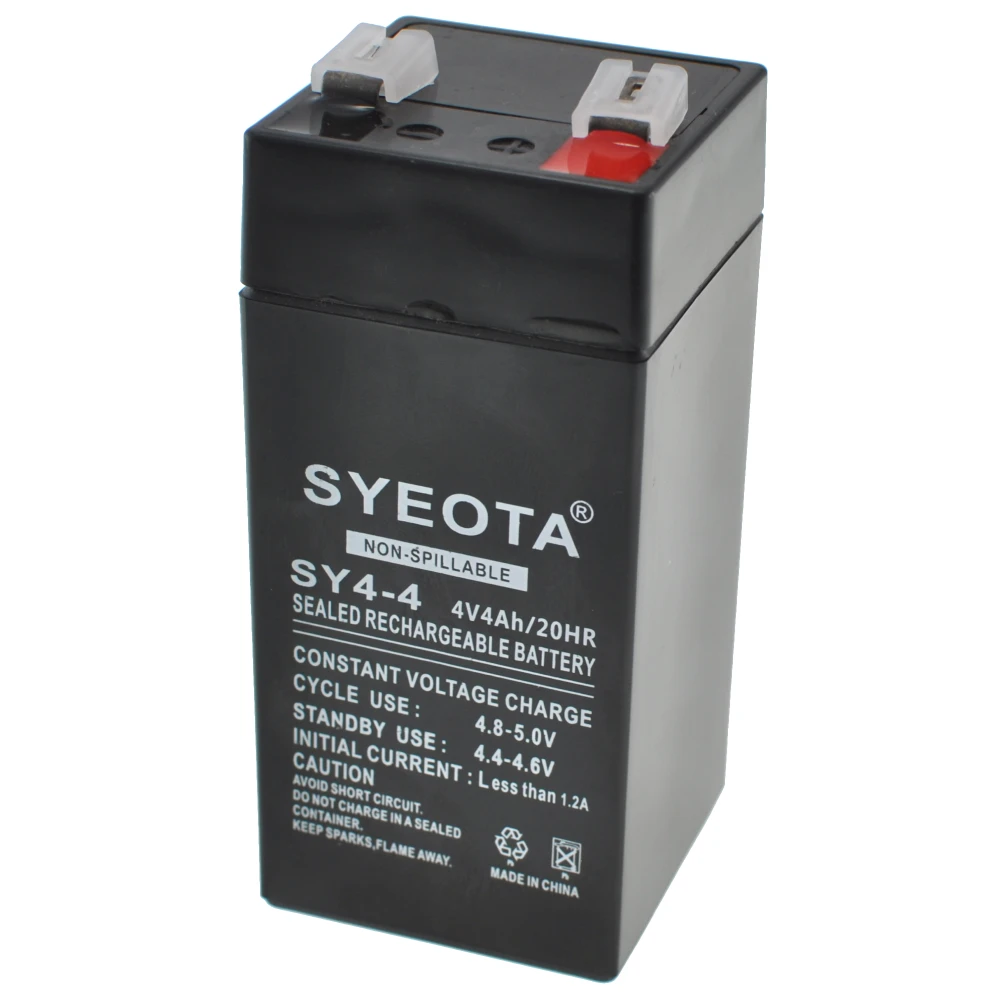 Genopladeligt blybatteri SY4-4 4V 4Ah til alarmer, vægte og legetøj
