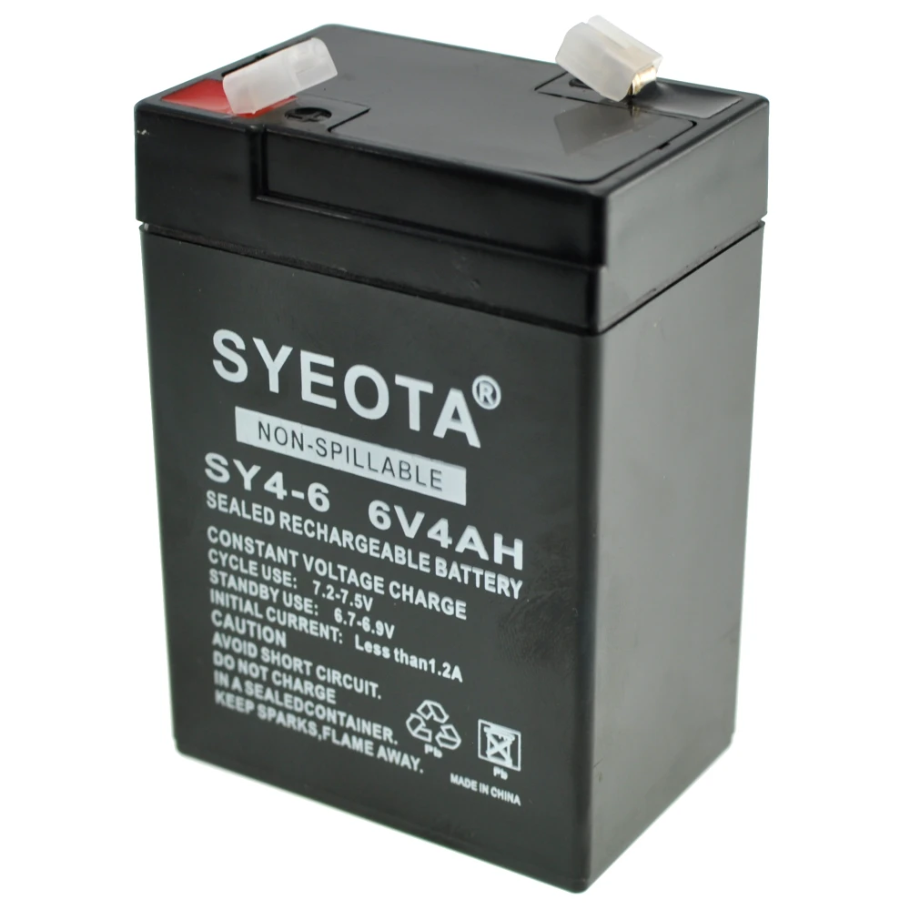 Genopladeligt blybatteri 6V 4Ah SY4-6 til alarmer, vægte og legetøj