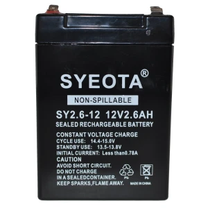 Genopladeligt blybatteri 12V 2.6Ah SY2.6-12 til alarmer, vægte og legetøj