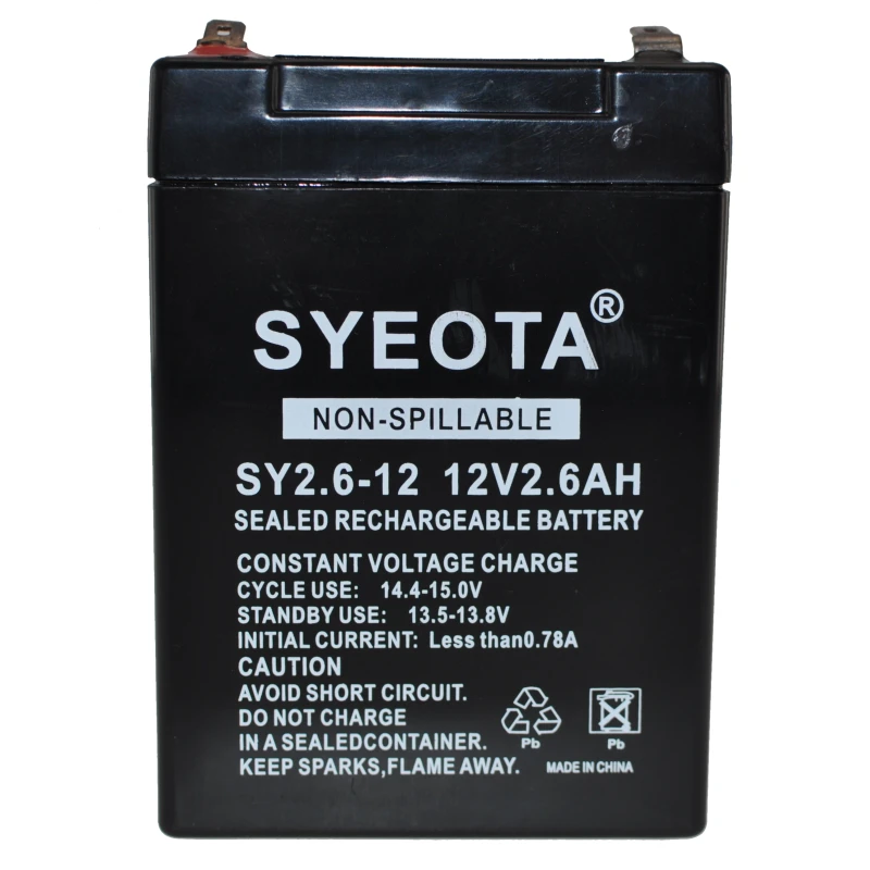 Genopladeligt blybatteri 12V 2.6Ah SY2.6-12 til alarmer, vægte og legetøj