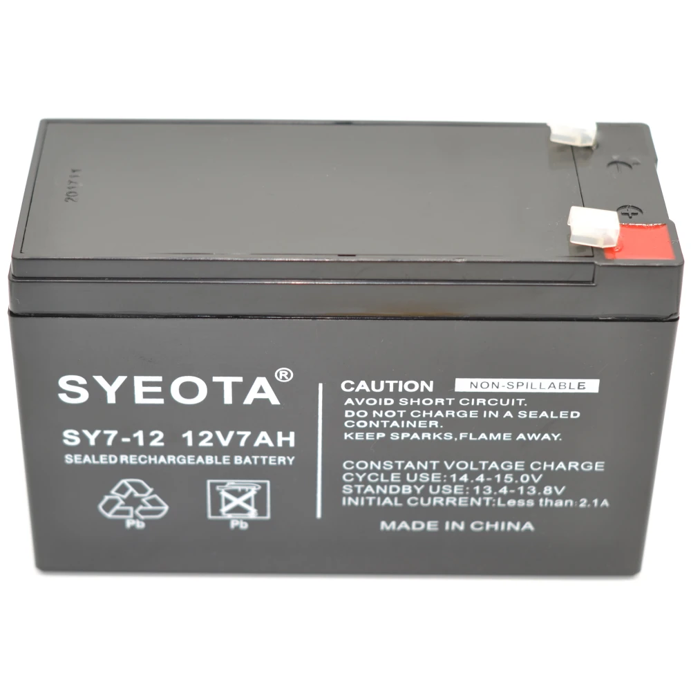 Genopladeligt blybatteri 12V 7Ah SY7-12 til alarmer, UPS og mere