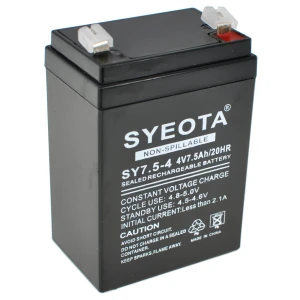 Genopladeligt blybatteri 4V 7.5Ah SY7.5-4 til alarmer, vægte og legetøj