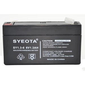 Genopladeligt blybatteri 6V 1.3Ah til alarmer SY6V1.3