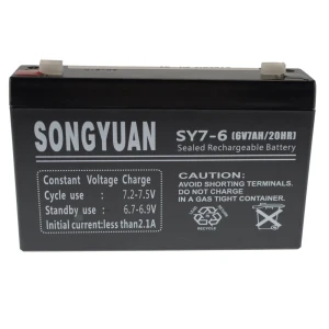 Songyuan Genopladeligt lukket blybatteri 6V 7Ah SY7-6 til alarmer og UPS