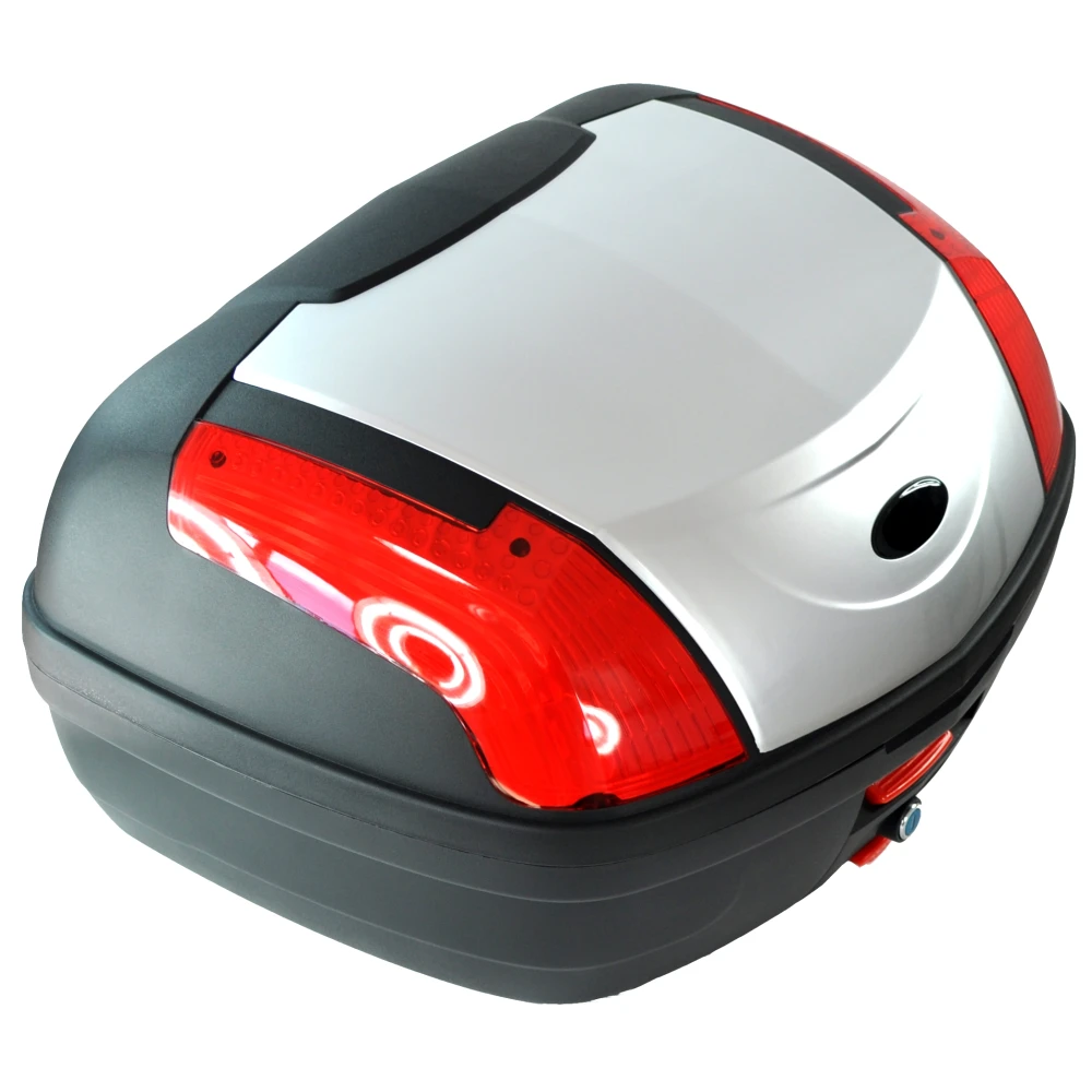 Motor topboks 46 liter universal sølv - XXL til 2 hjelme med lås