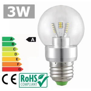 LED-pære E27 3W 6500K 360° klart hvidt lys og lavt forbrug
