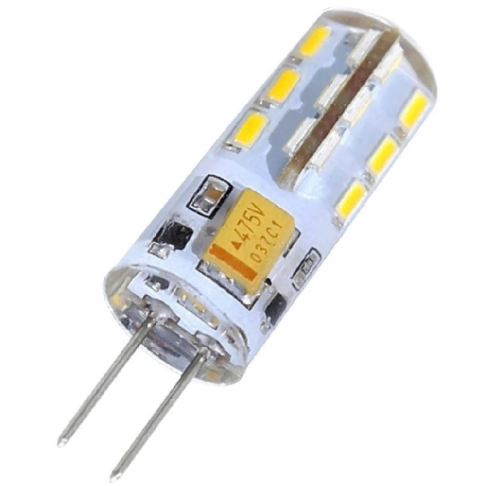 Vista frontal de Bombilla Led G4 2W 3000K Luz cálida con casquillo G4