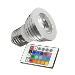 RGB LED-pære E27 3W med fjernbetjening til fleksibel belysning