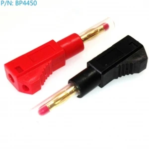 BP4450 4mm bananstik hanstik lige med bagtilslutning (rød og sort)