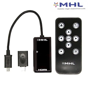 MHL til HDMI-adapterkabel med fjernbetjening til Galaxy S2, S3, S4, S5, Note 2 og HTC One