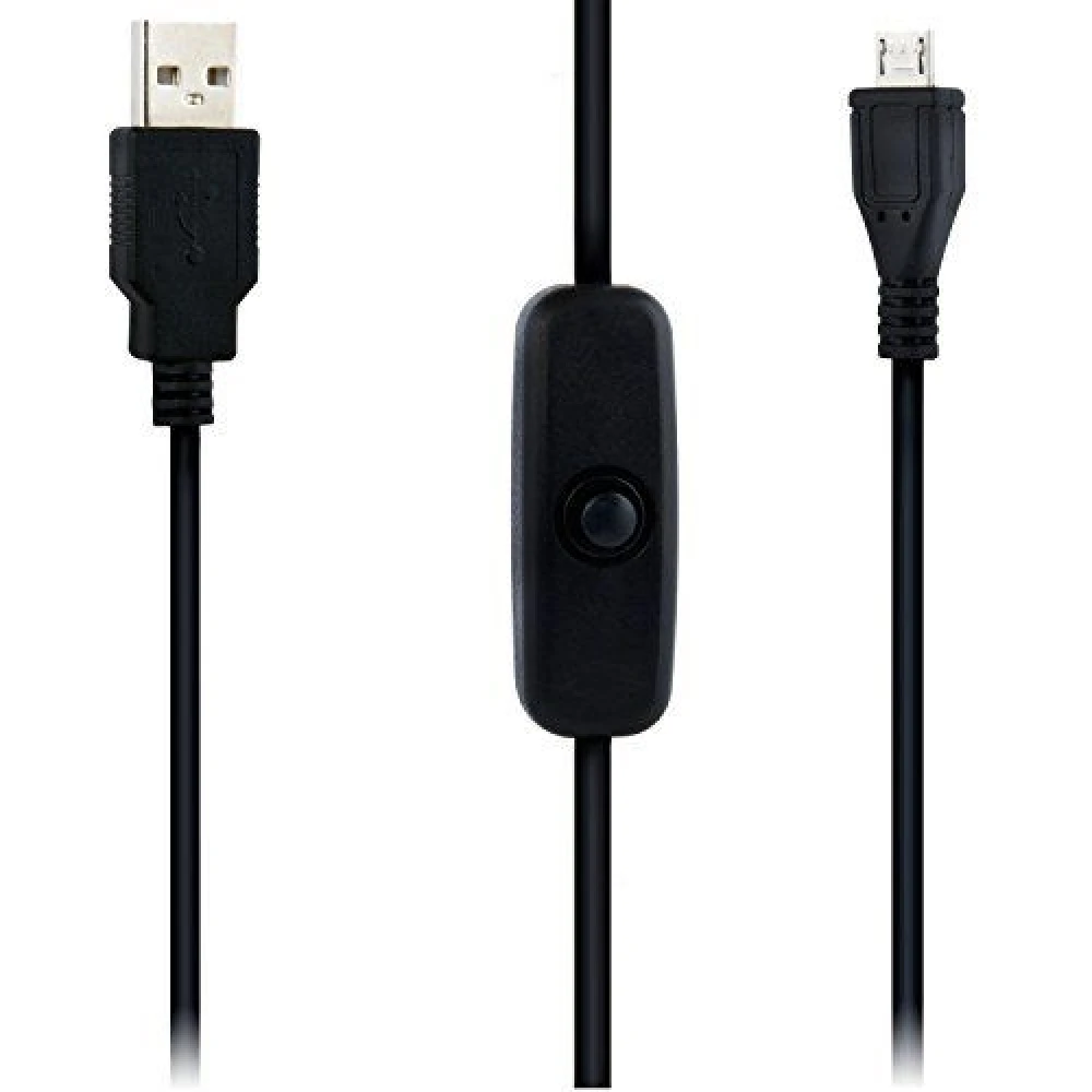 USB A til Micro USB-kabel med kontakt til Raspberry Pi 1m sort