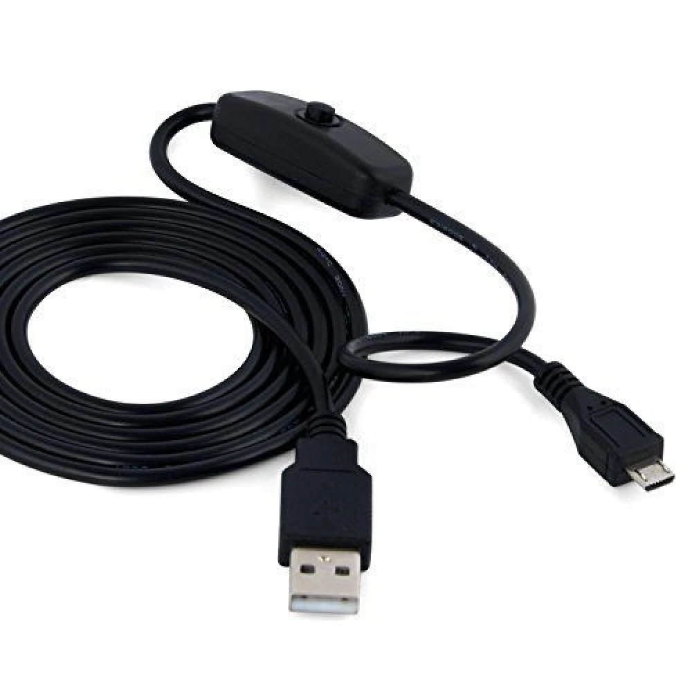 USB A til Micro USB-kabel med kontakt til Raspberry Pi 1m sort
