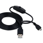 USB A til Micro USB-kabel med kontakt til Raspberry Pi 1m sort