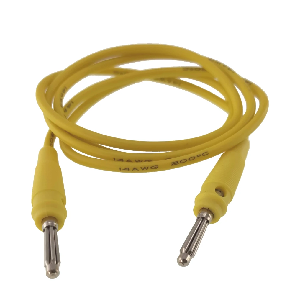 Bananstik testkabel han til han 4mm gul 14AWG silikone