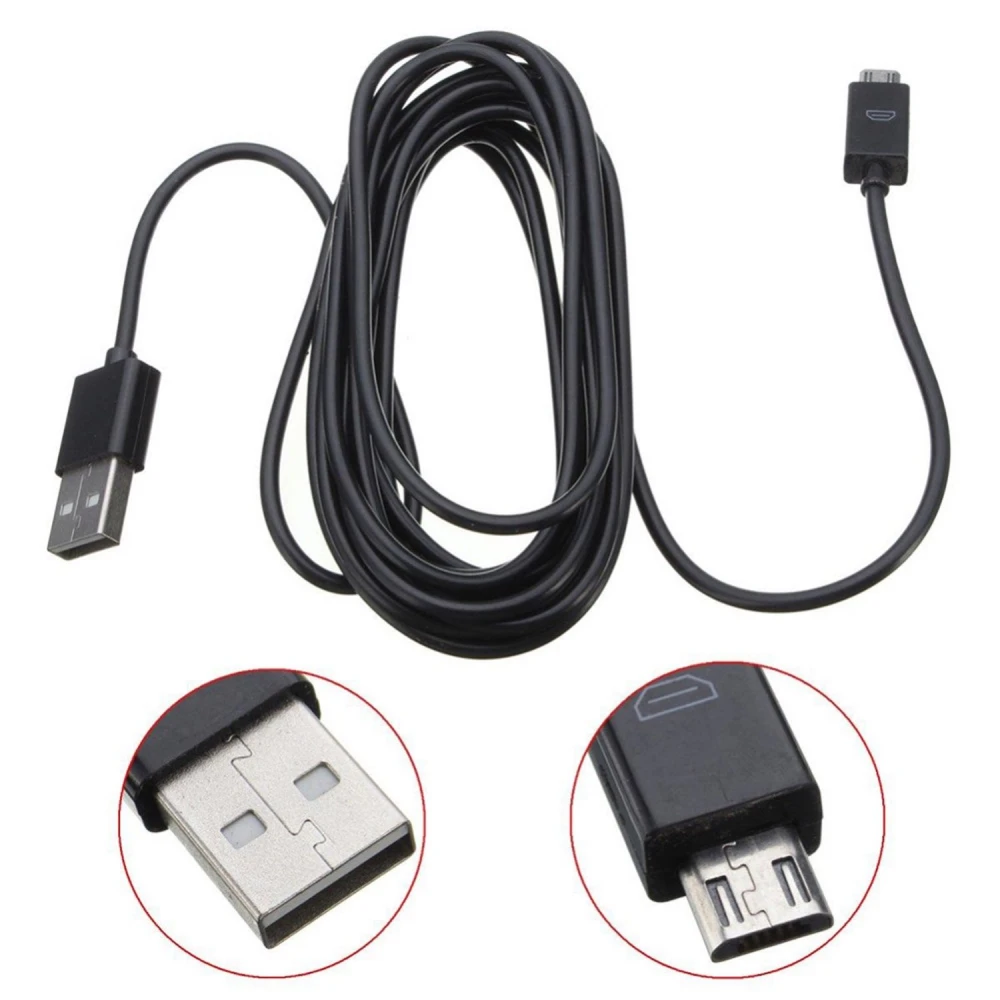 Micro USB-kabel 3 meter til PS4- og Xbox One-controller