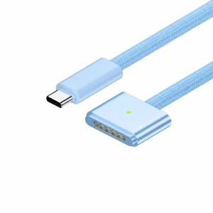 USB-C til MagSafe 3 140W kabel til MacBook Pro og Air – 2 m flettet, Sky Blue