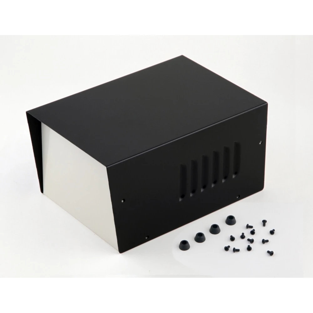 Caja metálica para proyectos satkit con tornillos y patas de goma
