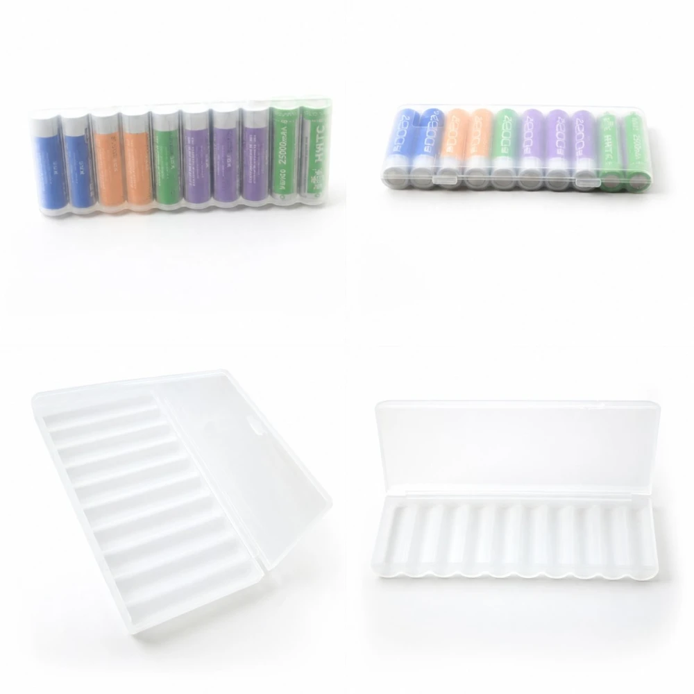 Batteriholder Boks 10× 18650 Gennemsigtig Plast Stor Kapacitet