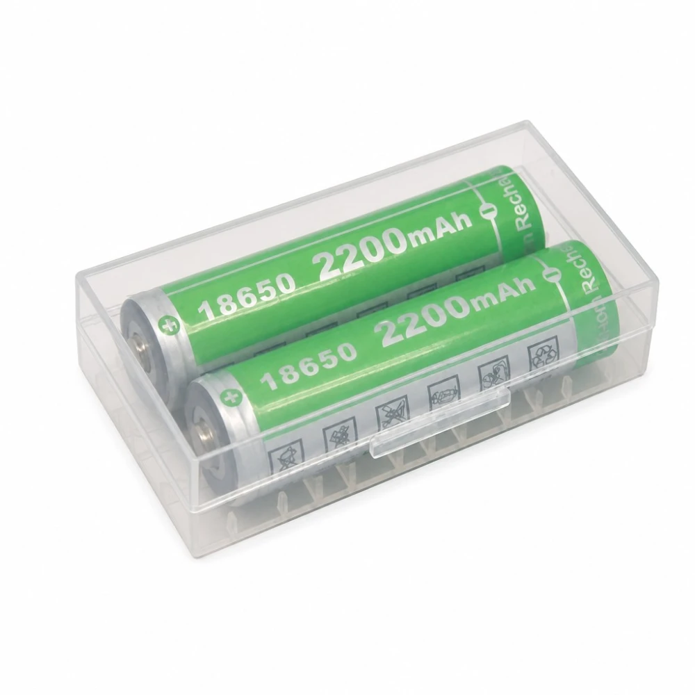 Batteriholder Æske 2× 20700 21700 Transparent Plastik Opbevaring