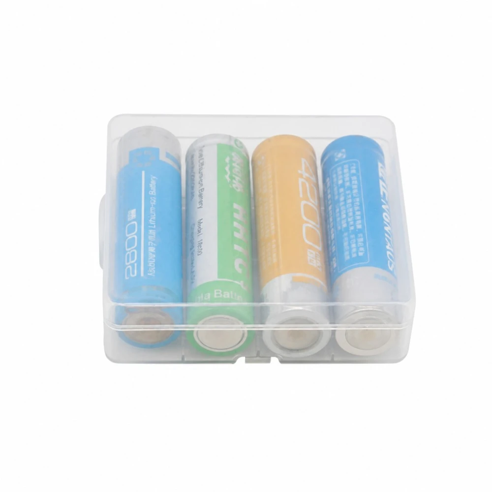 Batteriholder Opbevaringsboks 4× 18650 Transparent Plastik Beskyttelse