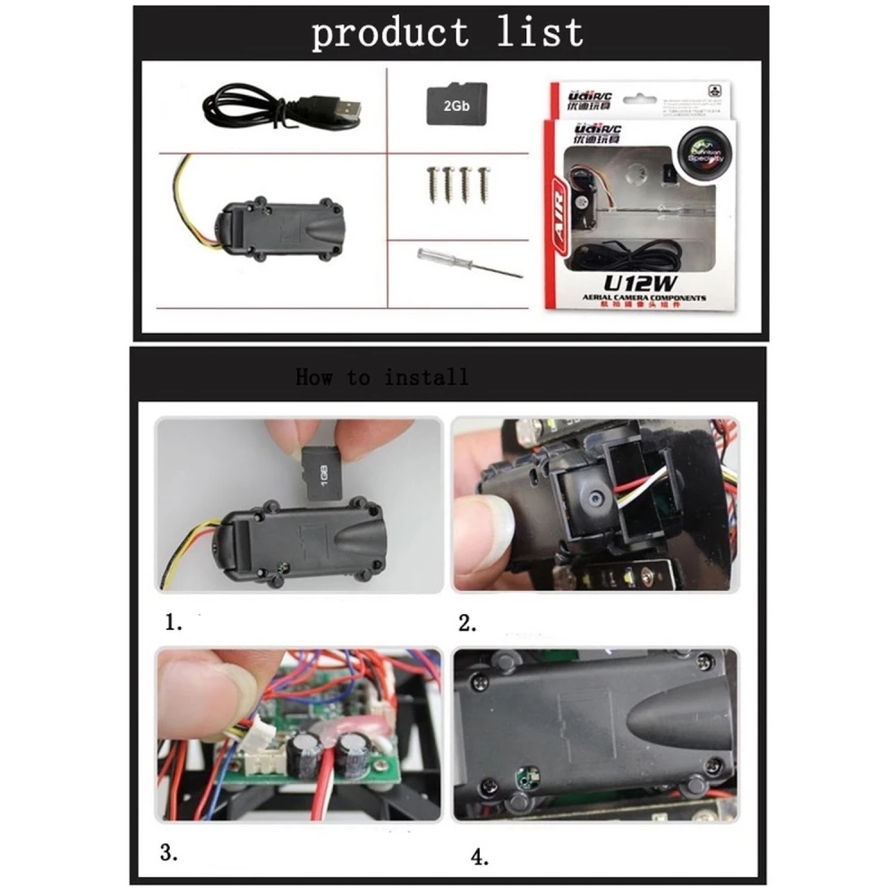 HD-kamera til quadcopter U12W kompatibel med U818A og U829A