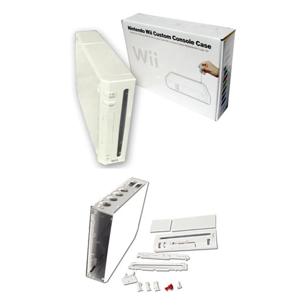 Komplet Nintendo Wii-kabinet hvid med knapper og skruer til reparation