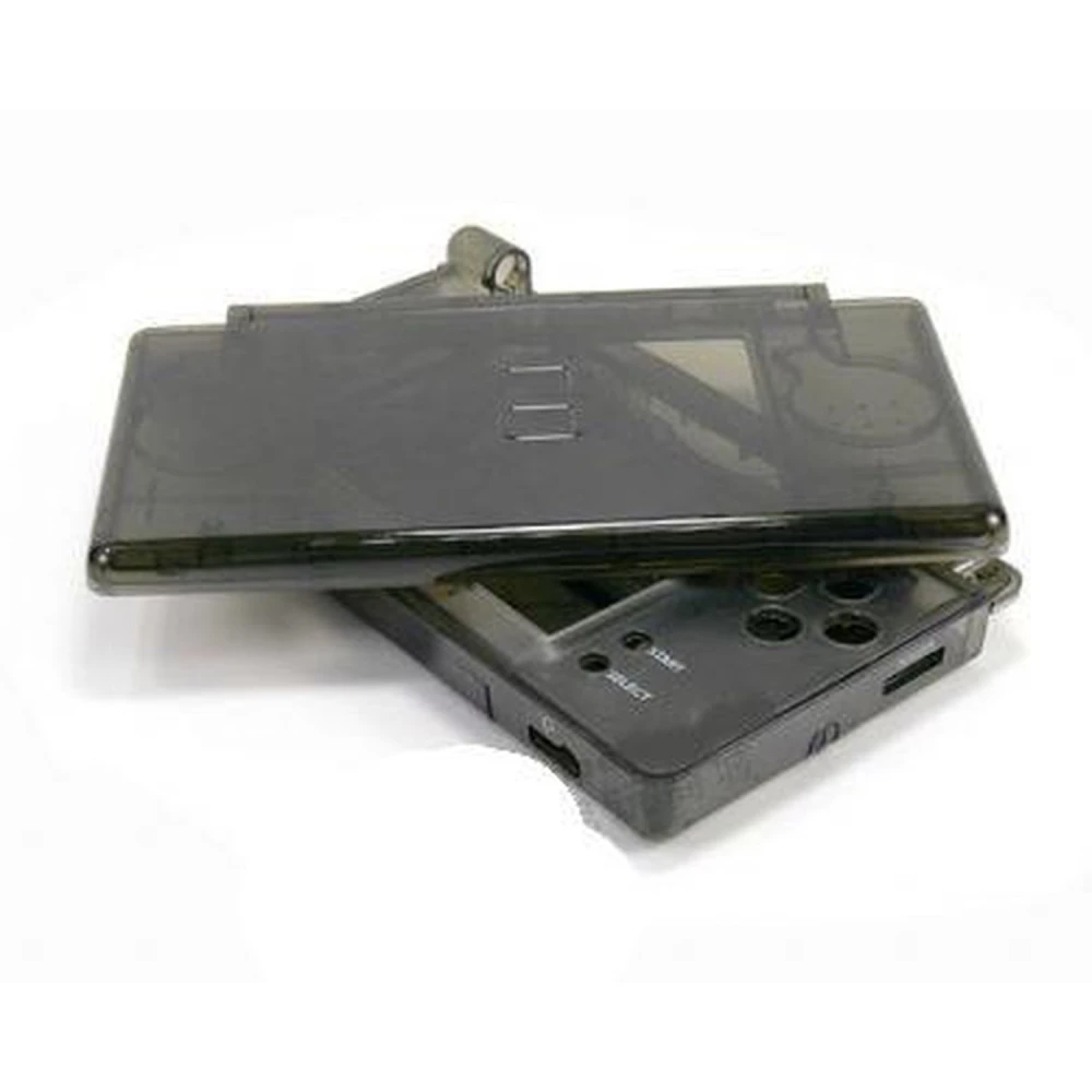 Udskiftningscover til Nintendo DS Lite sort transparent med knapper og skruer