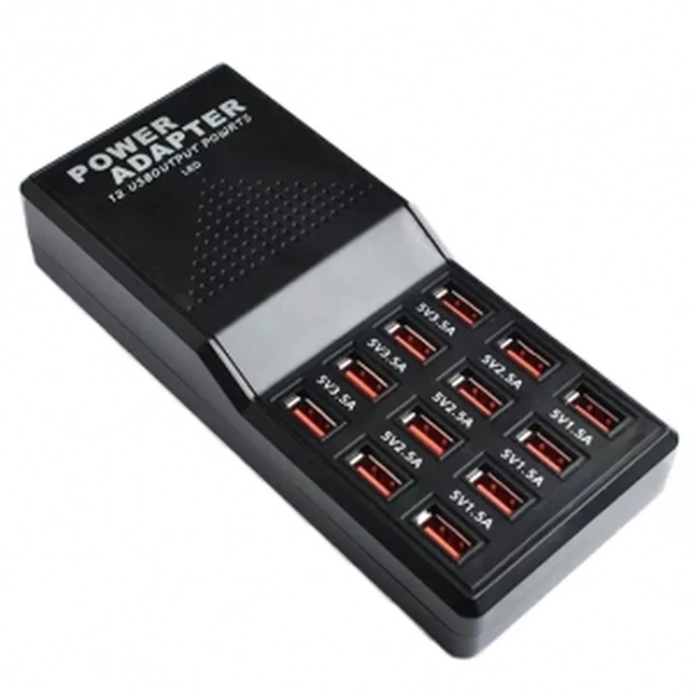 USB-oplader 12 porte 5V 30A - hurtig opladning til smartphones og tablets