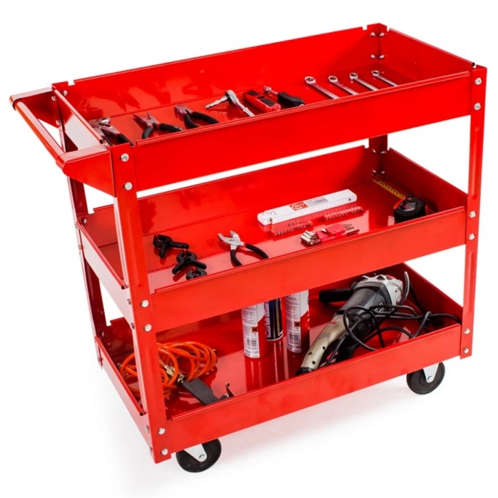 Carro herramientas taller profesional 3 pisos con ruedas con asidero para empujar