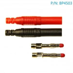 4mm lige bananstik han BP4503 med 1 rød og 1 sort