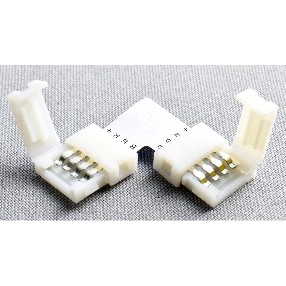 LED L-formet connector 4 pin 10mm 5050 RGB til LED-strips YourLed